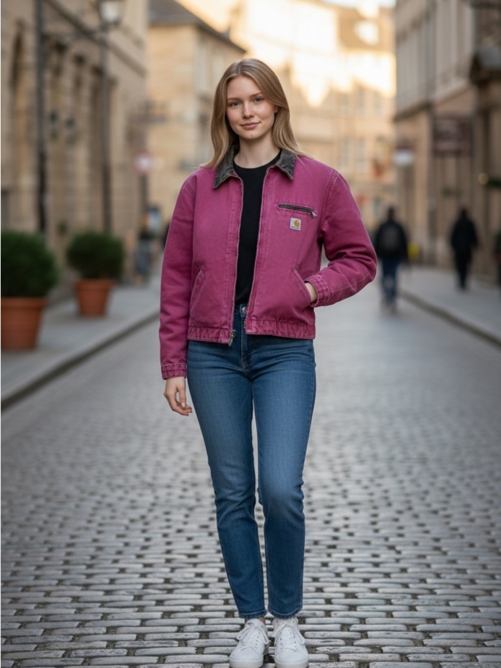 RARE Vintage Carhartt Detroit Canvas Lined Jacket Medium Salmon Pink WJ097